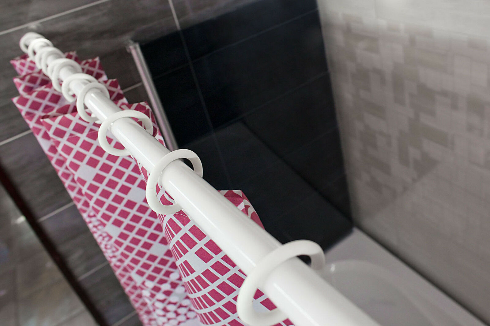 Barra para Cortina de Baño 70-110cm Aluminio Blanco Ducha Inoxidable